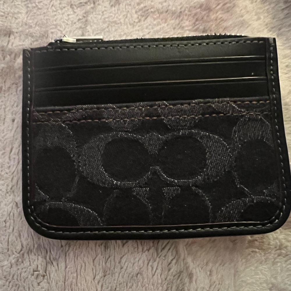 Coach card case EUC silver trim